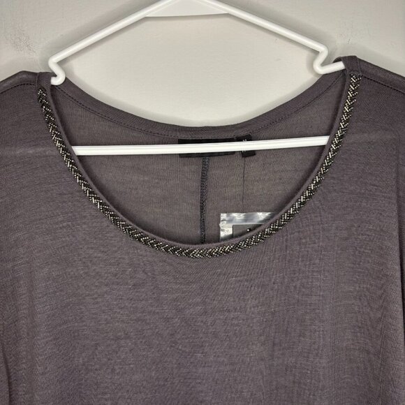 APT 9 NEW Tee Women M Brown Embellished 3/4 Raglan Sleeve Soft Stretch - Picture 3 of 6